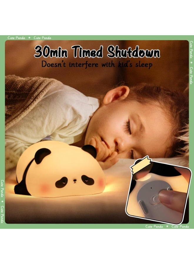 Children's Panda Night Light, 3 Light Modes Dimmable Touch Control Nursing Lamp, Silicone Baby Night Light with Timer USB Rechargeable - Image 2